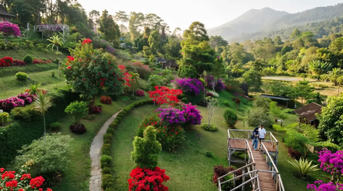 Taman bunga Hortensia Garden di kebun teh Dayeuhmanggung, Garut